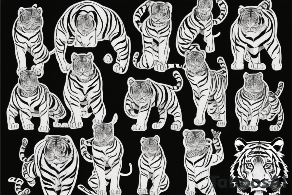 TIGER FULL BODY POSING tattoo idea