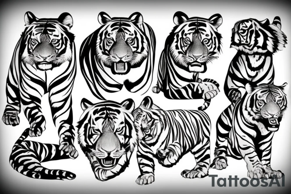 TIGER FULL BODY POSING tattoo idea