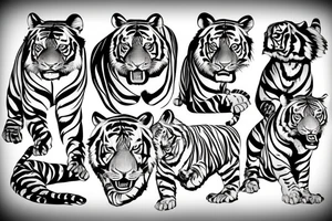 TIGER FULL BODY POSING tattoo idea