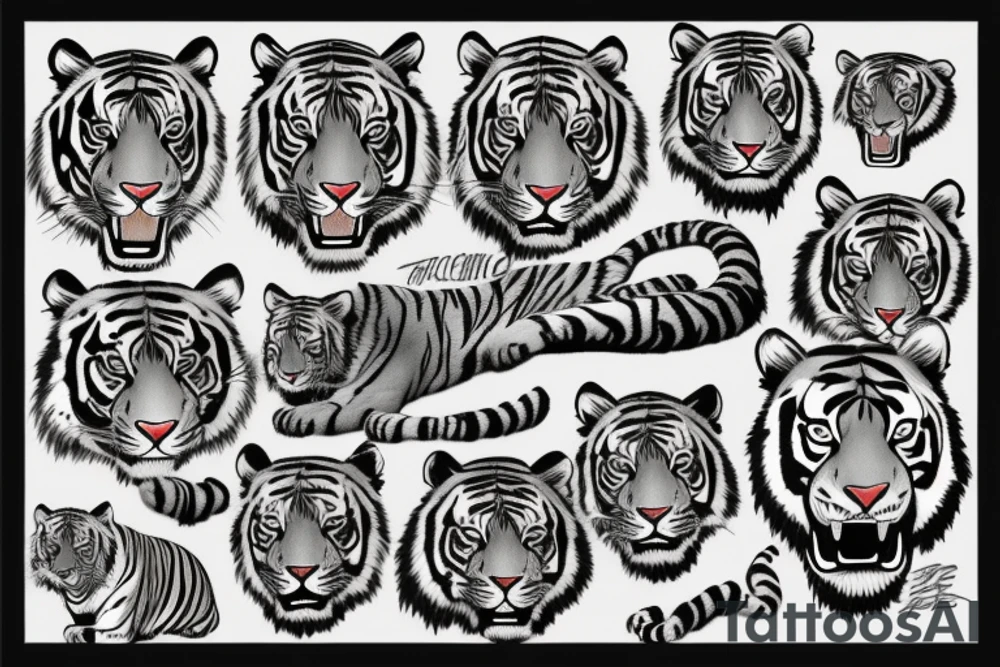 TIGER FULL BODY POSING tattoo idea