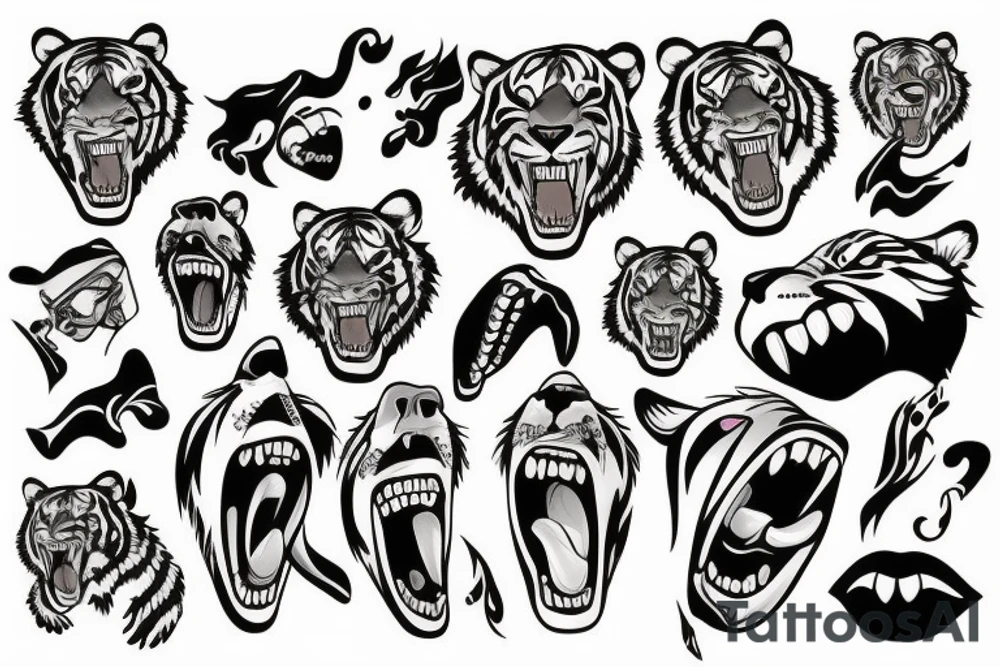 TIGER FULL BODY TEETH OUT tattoo idea