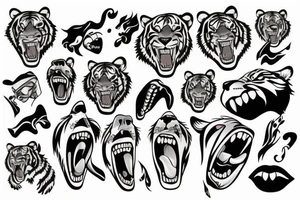 TIGER FULL BODY TEETH OUT tattoo idea