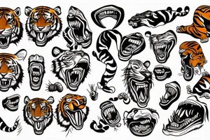 TIGER FULL BODY TEETH OUT tattoo idea