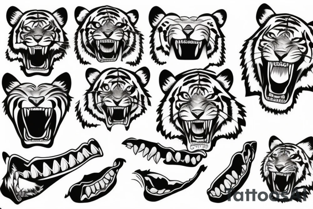 TIGER FULL BODY TEETH OUT tattoo idea