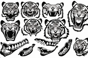 TIGER FULL BODY TEETH OUT tattoo idea