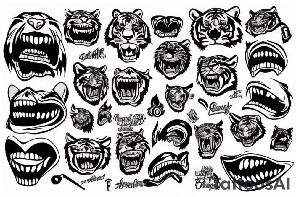 TIGER FULL BODY TEETH OUT tattoo idea