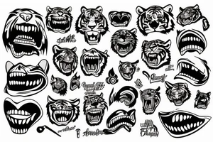 TIGER FULL BODY TEETH OUT tattoo idea