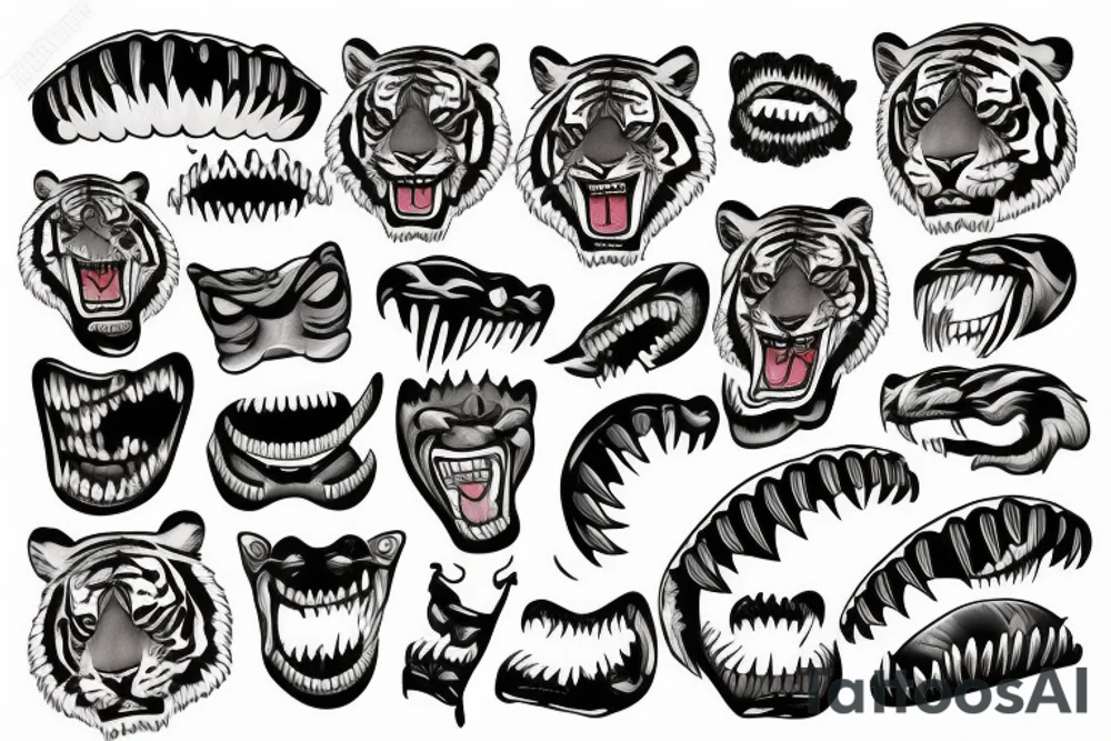 TIGER FULL BODY TEETH OUT tattoo idea