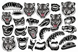 TIGER FULL BODY TEETH OUT tattoo idea