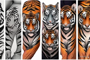 AMERICAN TRADITIONAL TIGER FULL BODY tattoo idea