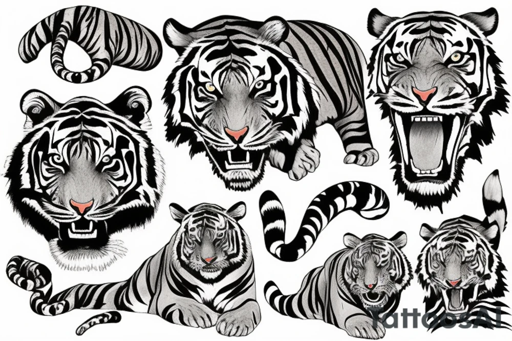 AMERICAN TRADITIONAL TIGER FULL BODY tattoo idea