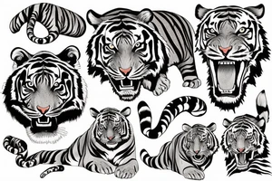 AMERICAN TRADITIONAL TIGER FULL BODY tattoo idea