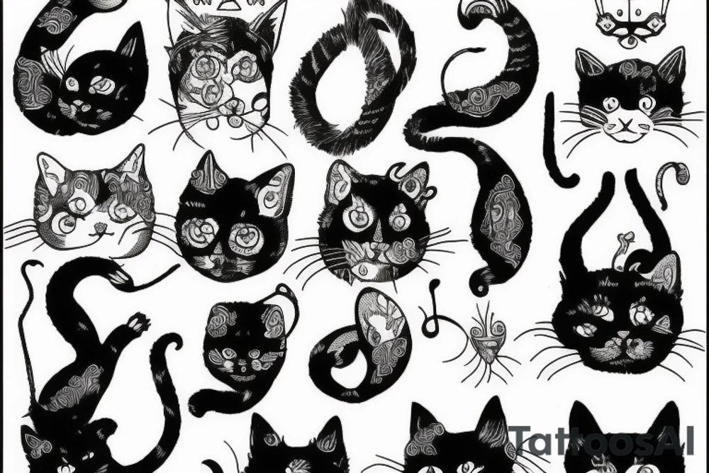 Cats with outfits tattoo idea
