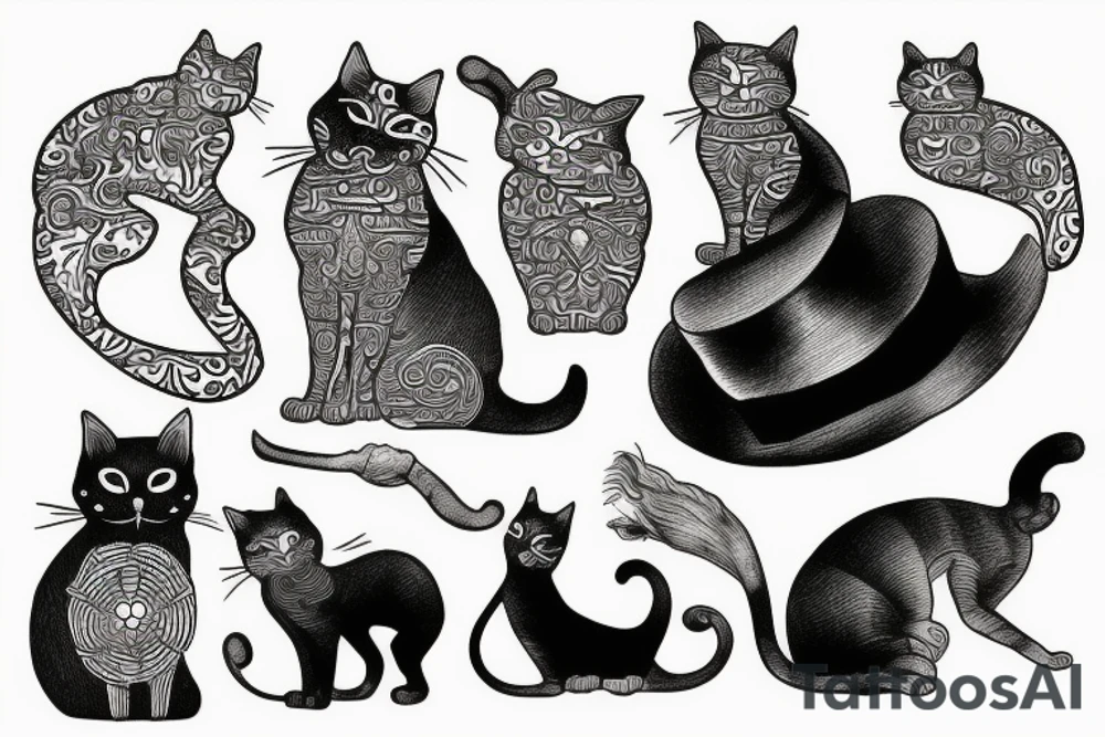 Cats with outfits tattoo idea