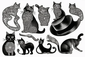 Cats with outfits tattoo idea