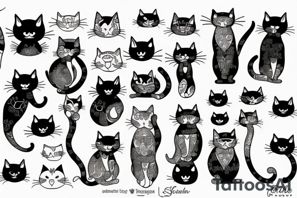 Cats with outfits tattoo idea
