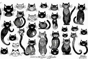 Cats with outfits tattoo idea