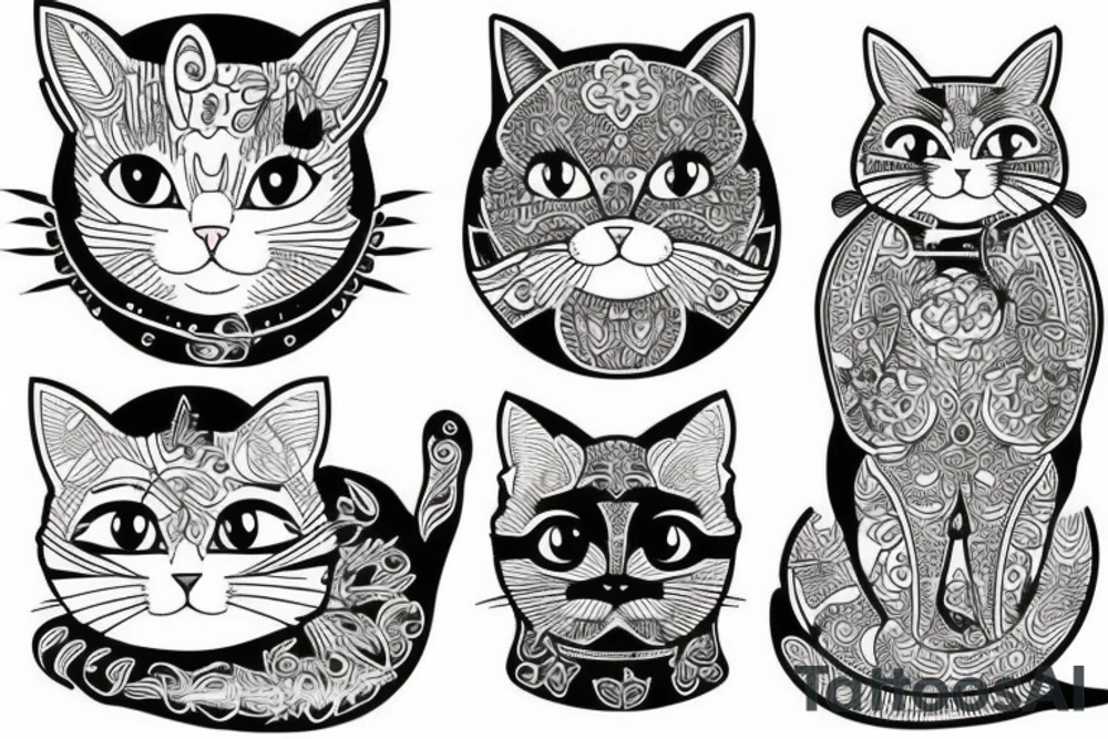 Cats with outfits tattoo idea