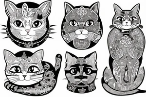 Cats with outfits tattoo idea