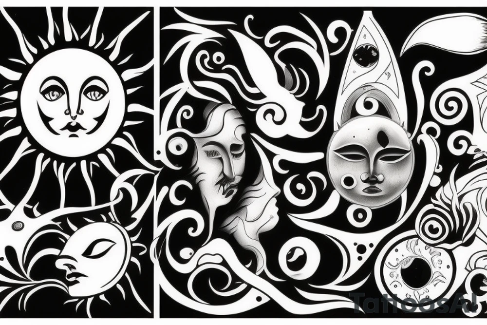 Sun and moon tattoo idea