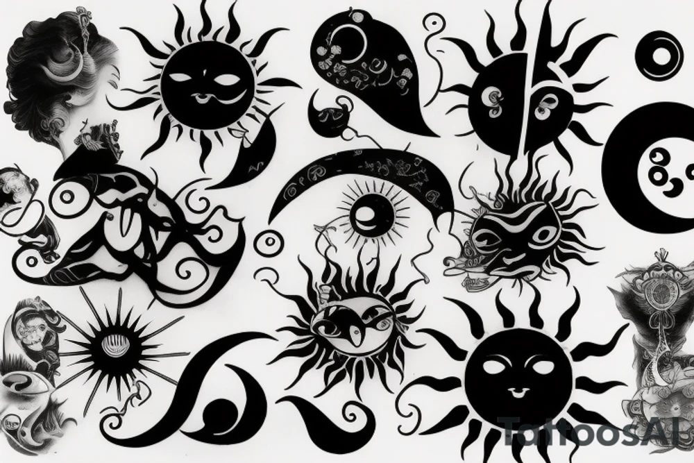 Sun and moon tattoo idea