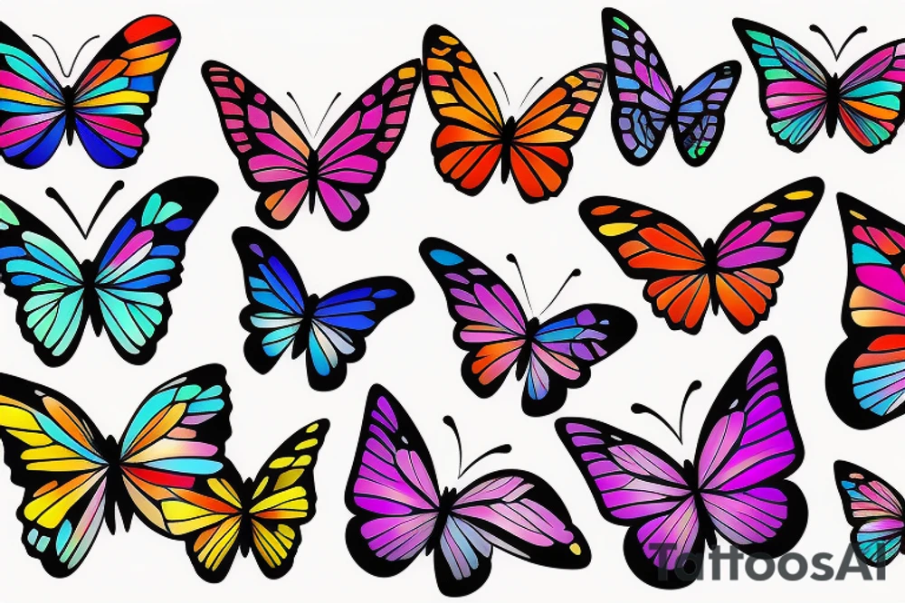 butterfly, colourful tattoo idea
