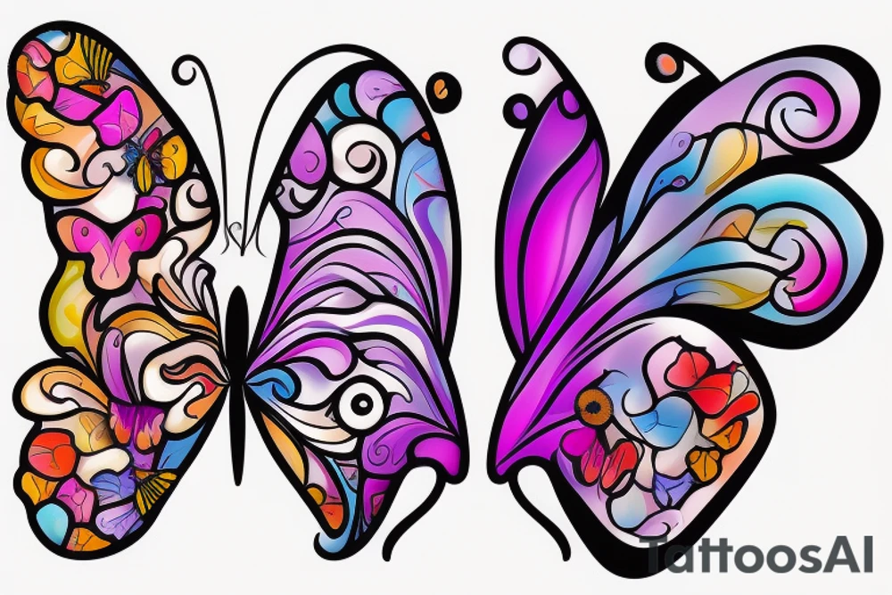 butterfly, colourful tattoo idea