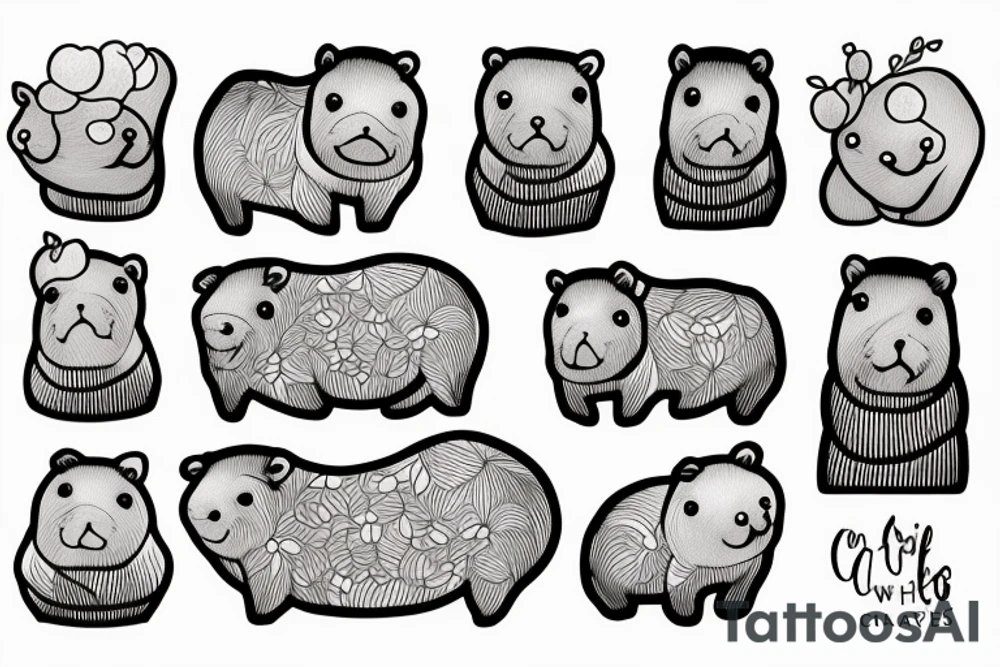 capybara cute tattoo idea