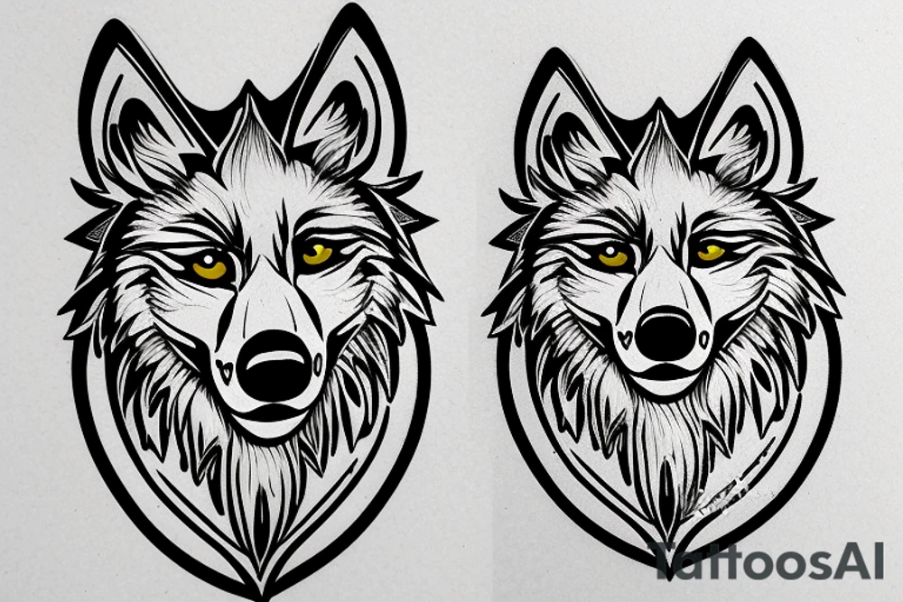 Wolf head perfil, within a badge... saying wolf brotherhood tattoo idea