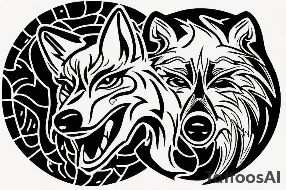 Wolf head perfil, within a badge... saying wolf brotherhood tattoo idea