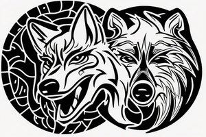 Wolf head perfil, within a badge... saying wolf brotherhood tattoo idea