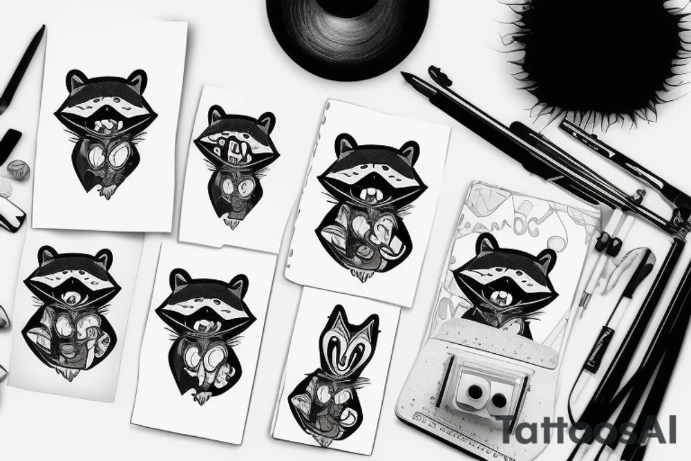 Raccoon funny tattoo idea