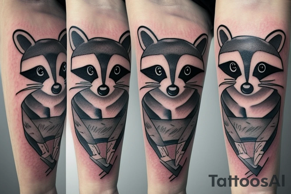 Raccoon funny tattoo idea