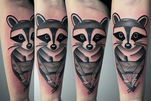 Raccoon funny tattoo idea
