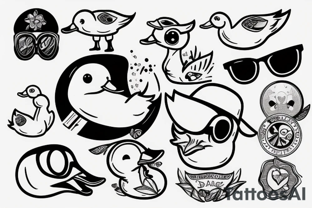 Duck wearing sunglasses tattoo idea
