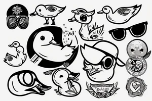 Duck wearing sunglasses tattoo idea