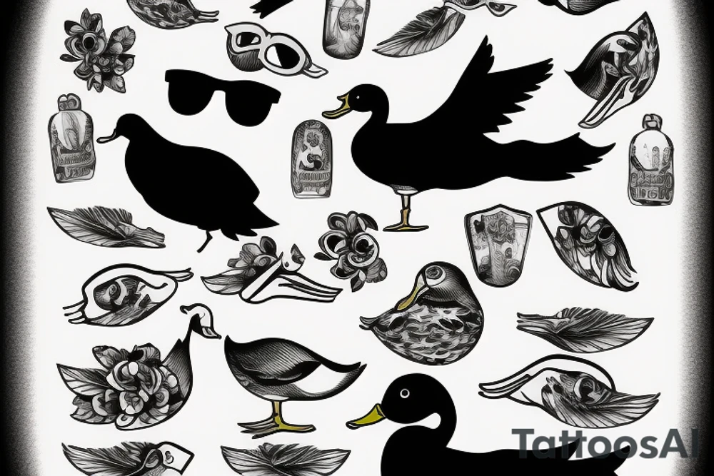 Duck wearing sunglasses tattoo idea