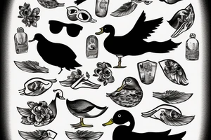 Duck wearing sunglasses tattoo idea
