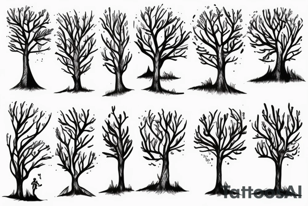 Person running past a tree tattoo idea