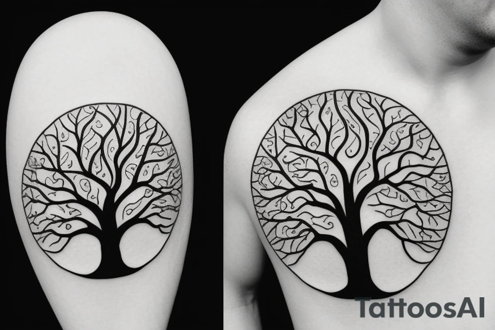 Oak tree in a circle tattoo idea
