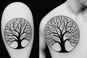 Oak tree in a circle tattoo idea