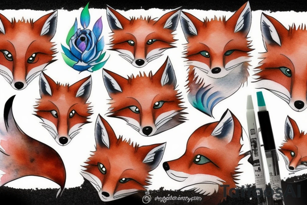cute fox tattoo idea