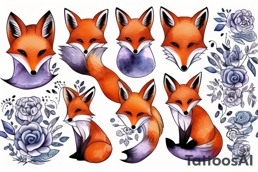 cute fox tattoo idea