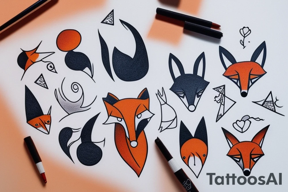cute fox tattoo idea