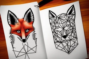cute fox sits in cage and looking through it tattoo idea