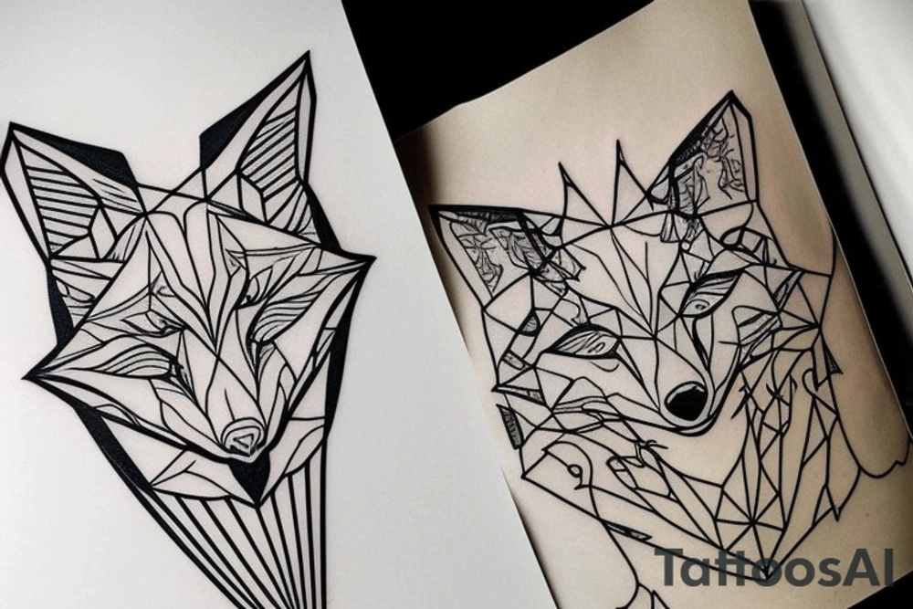 cute fox sits in cage and looking through it tattoo idea
