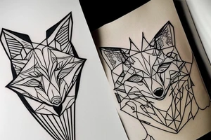 cute fox sits in cage and looking through it tattoo idea