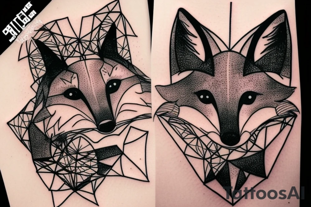 cute fox sits in cage and looking through it tattoo idea