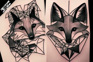 cute fox sits in cage and looking through it tattoo idea