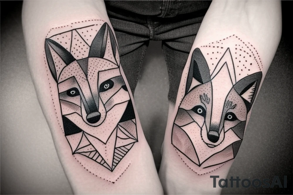 cute fox sits in cage and looking through it tattoo idea